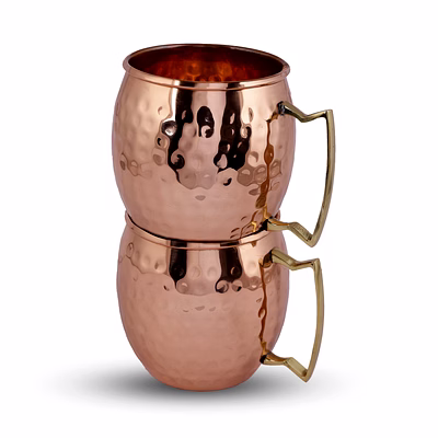luxury copper hammered mug with brass handle - handcrafted artistry