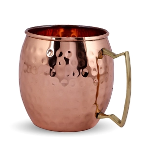 Luxury Copper Hammered Mug with Brass Handle - Handcrafted Artistry