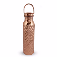 Copper Diamond Hammered Bottle with Handle  950ml  - Elegant Home Decor Accent