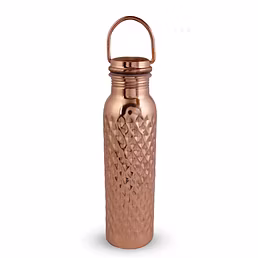 Copper Diamond Hammered Bottle with Handle  950ml  - Elegant Home Decor Accent
