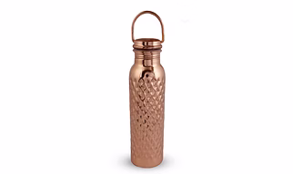 Copper Diamond Hammered Bottle with Handle  950ml  - Elegant Home Decor Accent