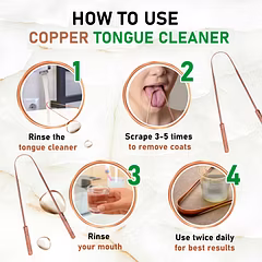 Premium Ayurvedic Copper Tongue Cleaner Set - Dual Handle Design