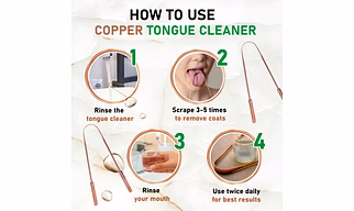 Premium Ayurvedic Copper Tongue Cleaner Set - Dual Handle Design