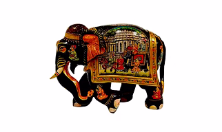 Kadam Wood Hand Painted Decorative Elephant Sculpture 6 Inch