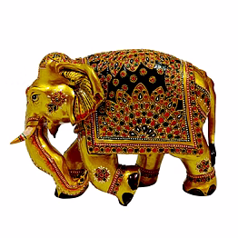 craftaza handmade wooden golden painted elephant statue