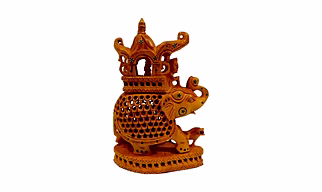 Hand carved Wooden Ambari Elephant Statue