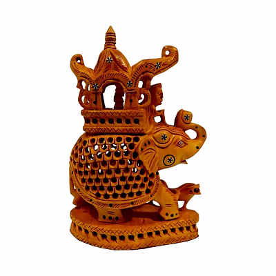 craftaza hand carved wooden ambari elephant statue