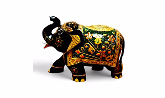 Wooden Hand Painted Elephant Statue