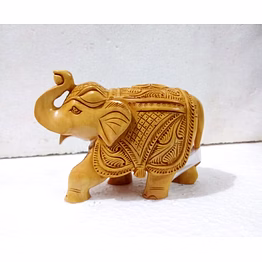 craftaza exquisite hand-carved wooden elephant statue - decor & gifting