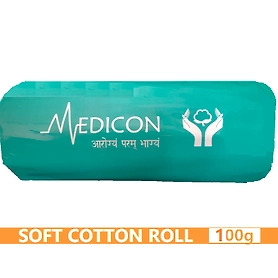 MEDICON's ABSORBENT COTTON ROLL 100gram weight for Medical, Surgical, Self care use