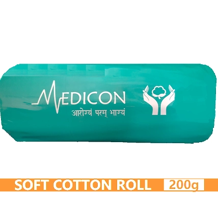 MEDICON's ABSORBENT COTTON ROLL 200gram weight for Medical, Surgical, Self care use-638189-6039fa6b