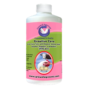 Birds and Animals : Growlive  Care – Liver Tonic with Vitamins, Amino Acids, Probiotics, and Liver Stimulants .