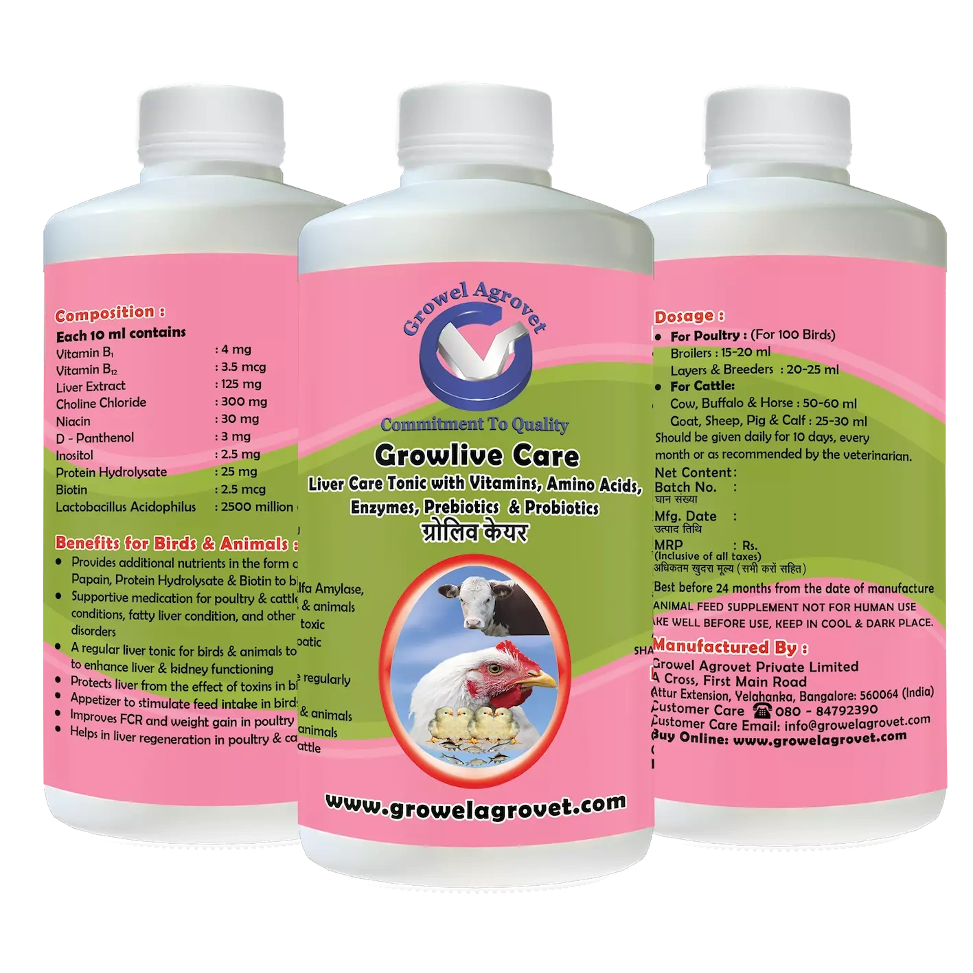 Pet Birds : Growlive  Care – Pet Birds : Liver Tonic with Vitamins, Amino Acids, Probiotics, and Liver Stimulants-1 l-4