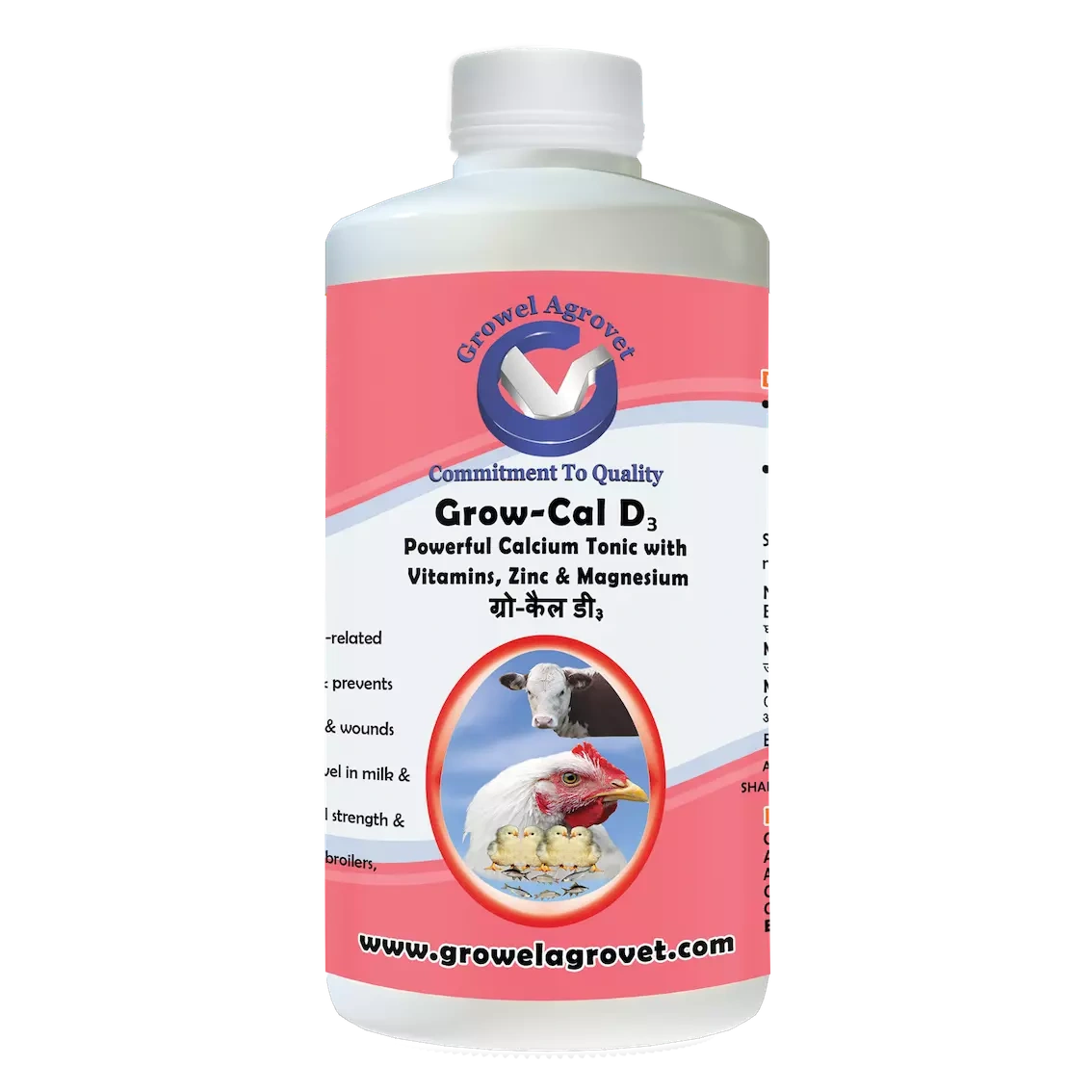 Pet Birds : Grow – Cal D3 – A Powerful Calcium Tonic  With Vitamins, Zinc, And Magnesium-1054-1l