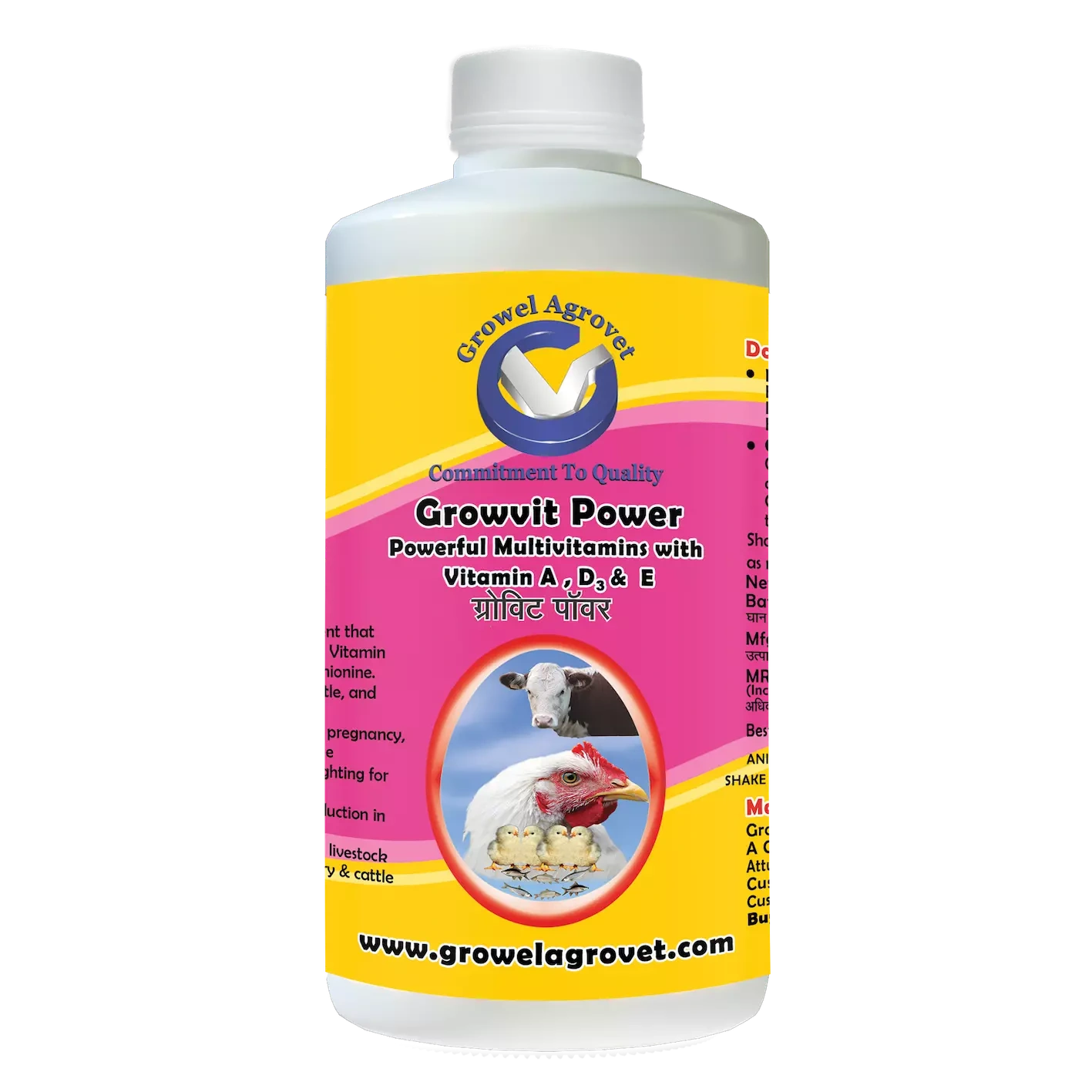 Pet Birds : Growvit Power – A Powerful Multivitamins (Vitamin AD3E)-1055-500ml