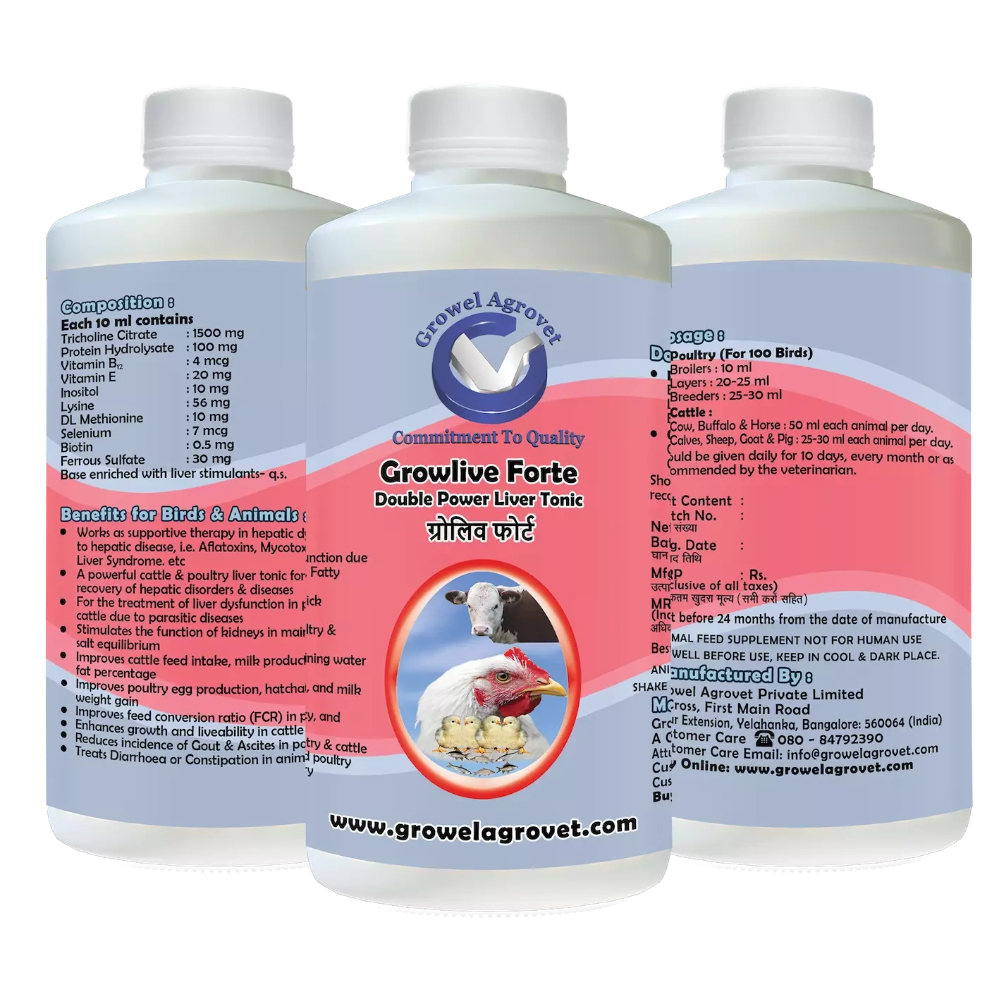 Pet Birds : Growlive Forte – A Powerful Liver Tonic For Preventing Hepatic Disorders – Diseases, Better FCR, Growth, And Feed Intake-1 l-4