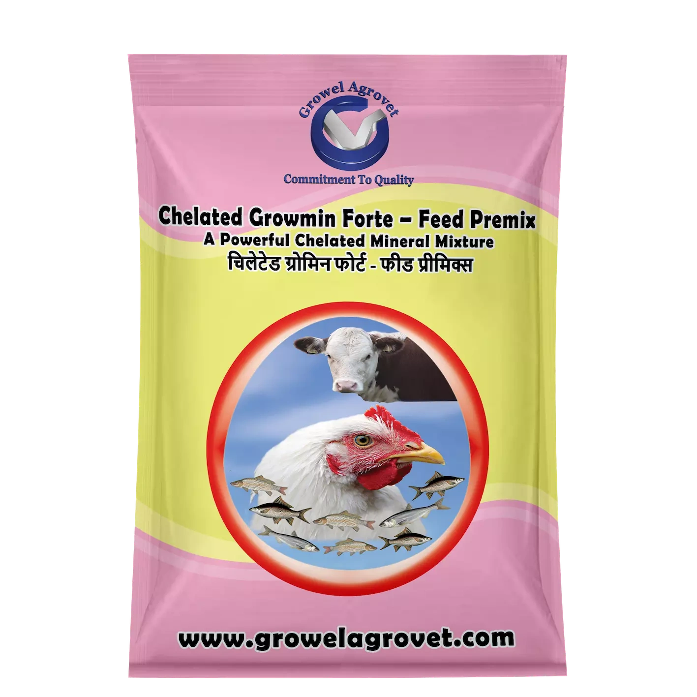 Pig and Swine : Chelated Growmin Forte- Feed Premix: Chelated Minerals Mixture-1064-5kg