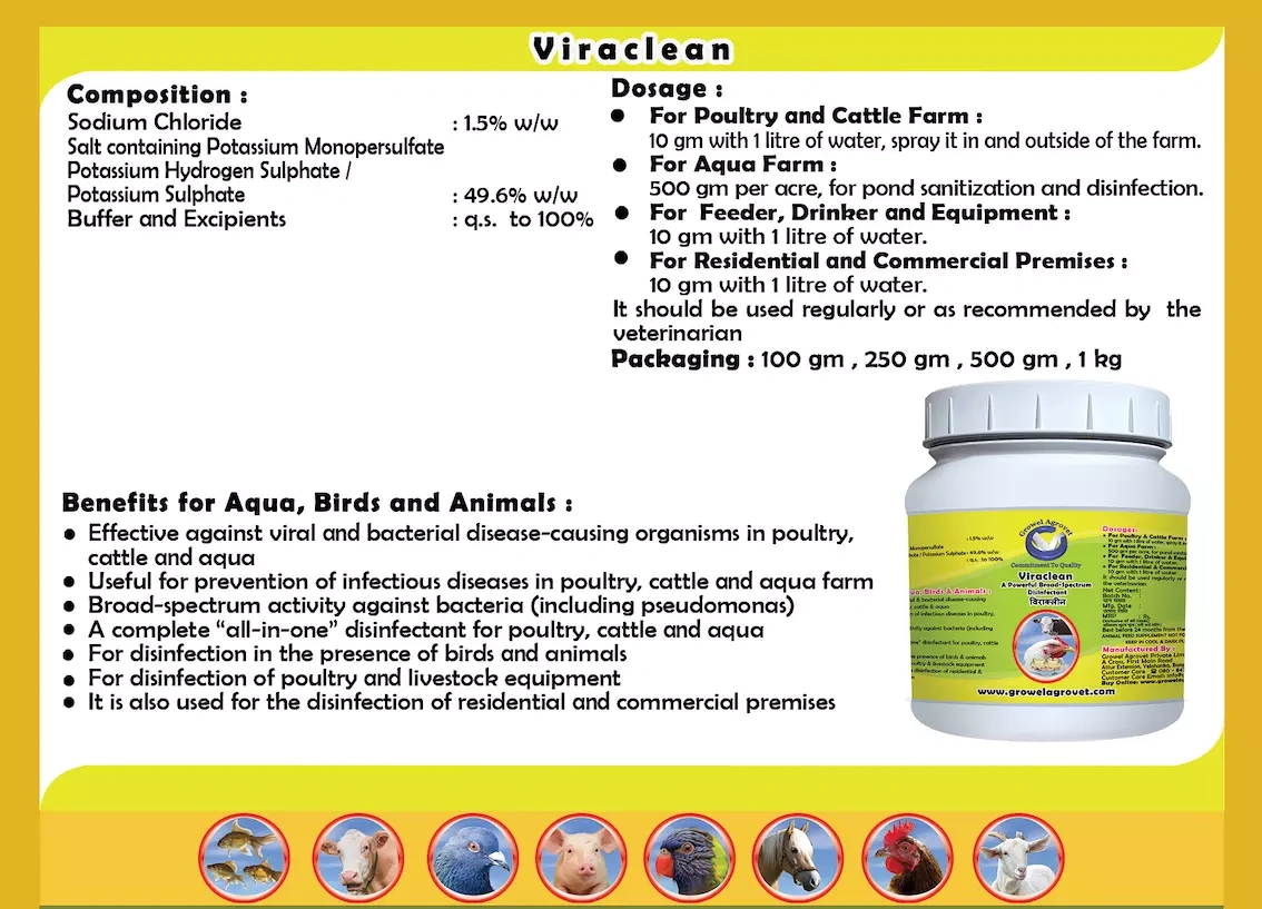 Pig and Swine : Viraclean – A Powerful Broad Spectrum Disinfectant-250 gm-4