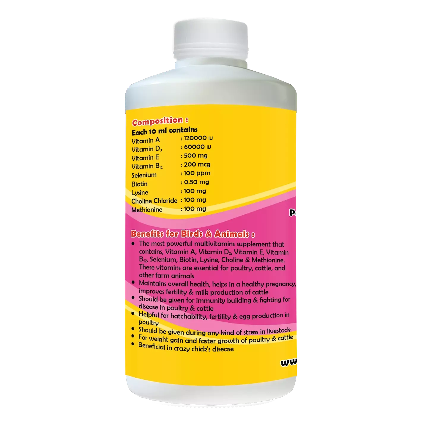 Pig and Swine : Growvit Power – A Powerful Multivitamins (Vitamin AD3E)-500 ml-2