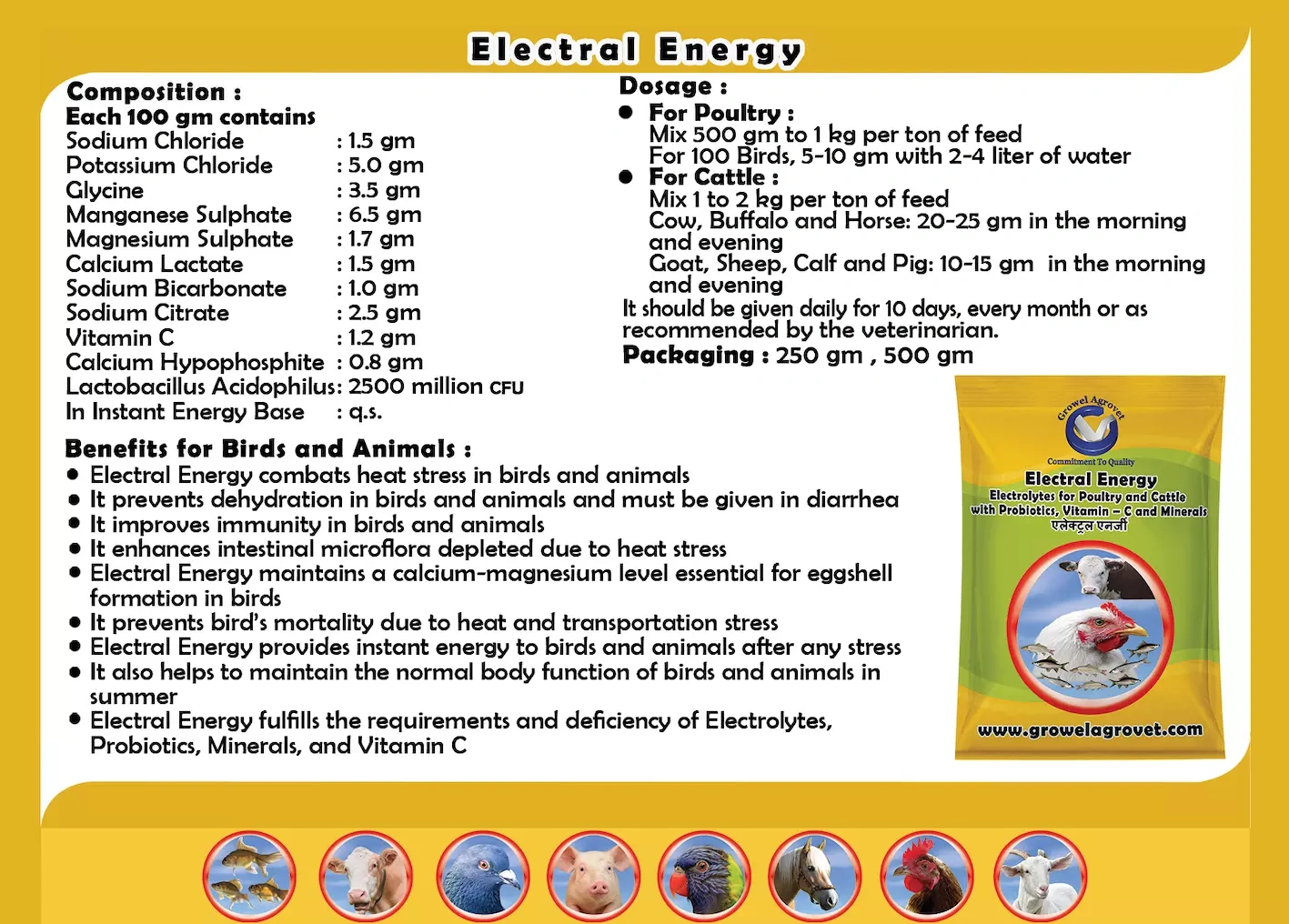 Goat and Sheep : Electral Energy – Electrolytes with Vitamins, Minerals And Probiotics-500 gm-2