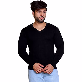 reveller men black solid pure cotton sweater