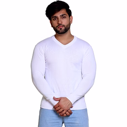 reveller men white solid pure cotton sweater
