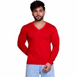 reveller men red solid pure cotton sweater