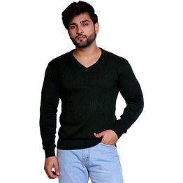 reveller men olive green solid pure cotton sweater