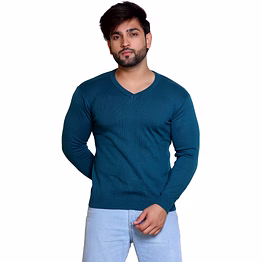 reveller men mountain blue solid pure cotton sweater