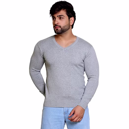 reveller men koala grey solid pure cotton sweater