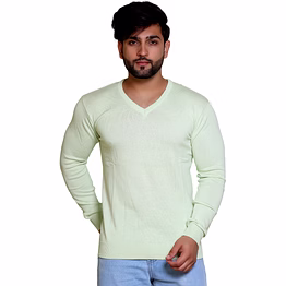 reveller men apple green solid pure cotton sweater