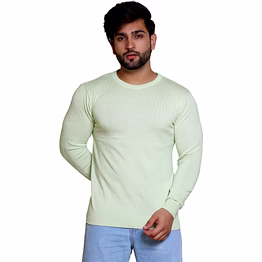 reveller men apple green solid pure cotton sweater