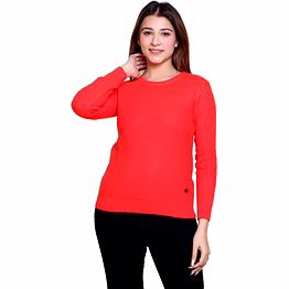 worian women coral self design acrylic sweater