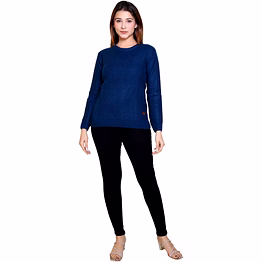 worian women prussian blue self design acrylic sweater