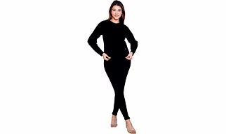 REVELLER Women Black Self Design Acrylic Sweater