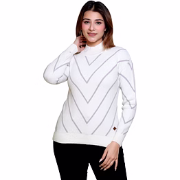 worian women off white::french lilac chevron/zig zag nylon blend sweater