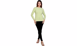 REVELLER Women Sheen Green Self Design Nylon Blend Sweater