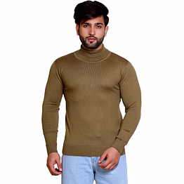 reveller men tobacco brown solid acrylic wool blend sweater