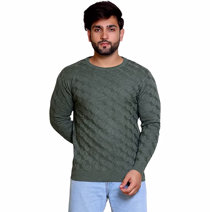 Fern Green Self Design Sweater