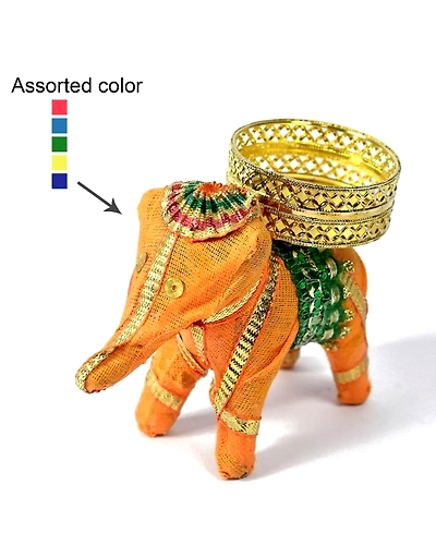 ELEPHANT SHAPE T-LIGHT CANDLE HOLDER - Coloured-1