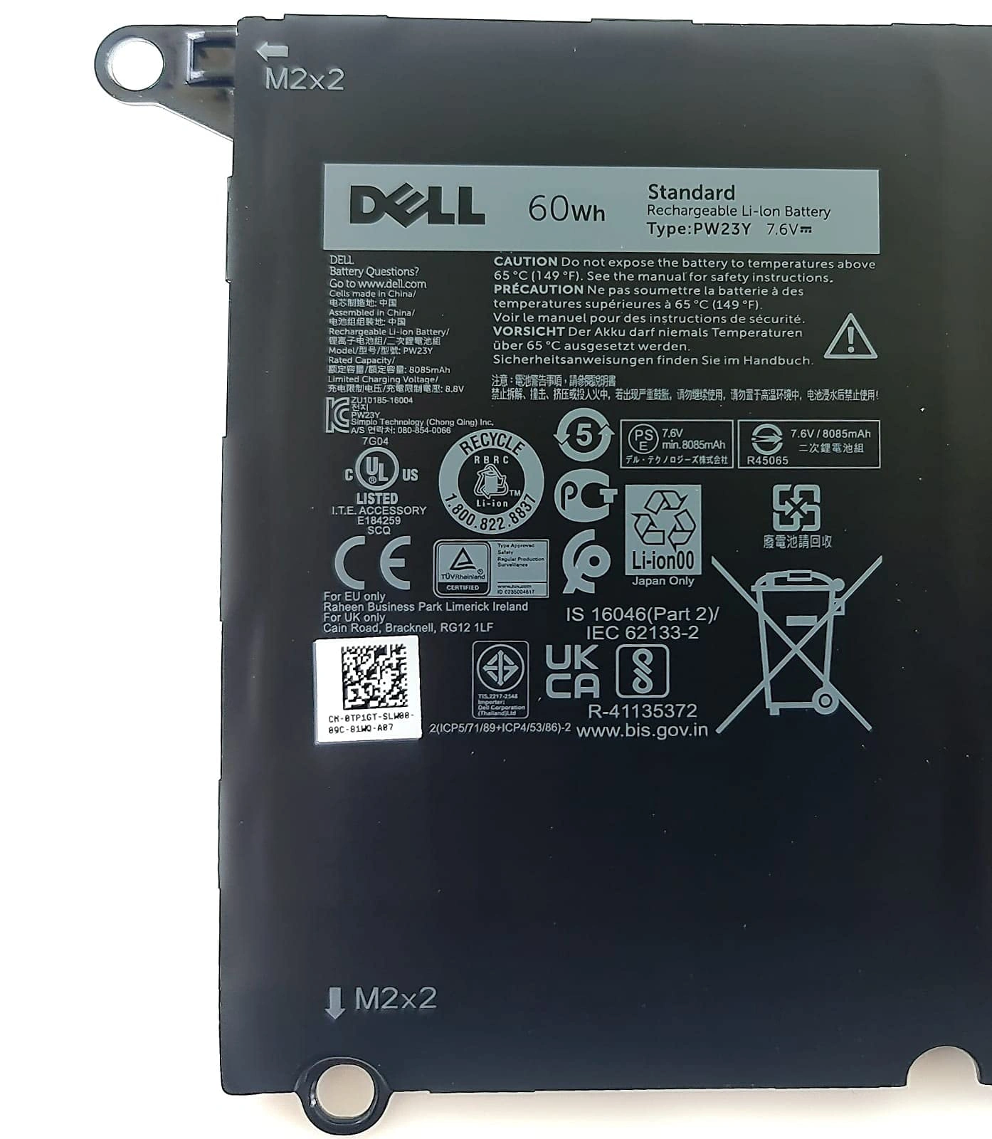 Original Dell XPS 13 9360 7.6V 60Wh Battery-TP1GT-1