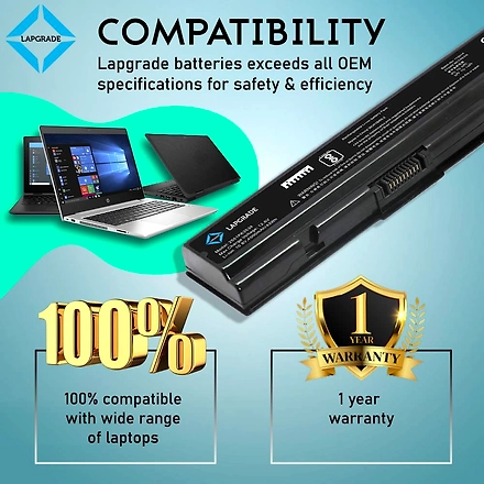 Lapgrade Battery for Toshiba Satellite A200 A205 A210 A215 A300 A305 A350 A355 Series-4