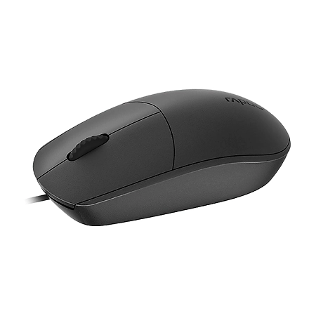 Rapoo N100 Wired USB Mouse, 3 yr Warranty, 1600 DPI Optical Tracking, Ambidextrous PC/Mac/Laptop - Black-1117