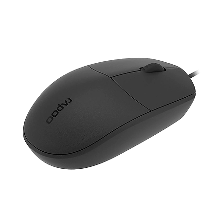 Rapoo N100 Wired USB Mouse, 3 yr Warranty, 1600 DPI Optical Tracking, Ambidextrous PC/Mac/Laptop - Black-1