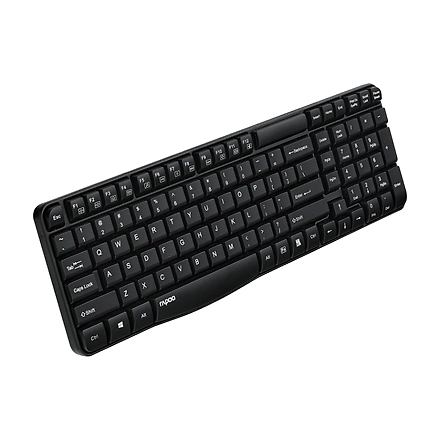 Rapoo E1050 2.4GHz Wireless Optical Keyboard, 10 Meter Transmission Range, Spill-resistant Design, 1000 DPI Mouse, Fn Keys, 12 Multimedia Functions, 3 Years Warranty - Black-1