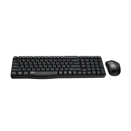 Rapoo X1800S 2.4GHz Wireless Optical Keyboard &amp; Mouse Combo, 10 Meter Transmission Range, Spill-resistant Design, 1000 DPI Mouse, Fn Keys, 12 Multimedia Functions, 3 Years Warranty - Black-1125