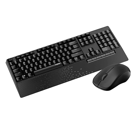 Rapoo X1960 Wireless Optical Mouse &amp; Keyboard Spill Resistance Multimedia Hotkeys 1000DPI Black-1135