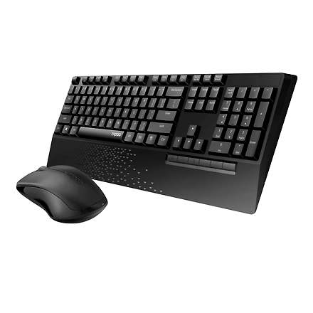 Rapoo X1960 Wireless Optical Mouse &amp; Keyboard Spill Resistance Multimedia Hotkeys 1000DPI Black-1