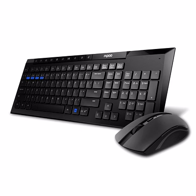 rapoo 8210m multi-mode keyboard & mouse bluetooth 3.0/4.0 wireless 2.4 ghz 1300 dpi combo-black
