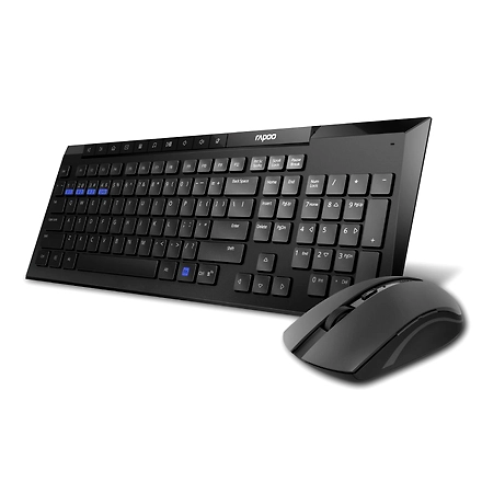 Rapoo 8210M Multi-Mode Keyboard &amp; Mouse Bluetooth 3.0/4.0 Wireless 2.4 GHz 1300 DPI Combo-Black-1063